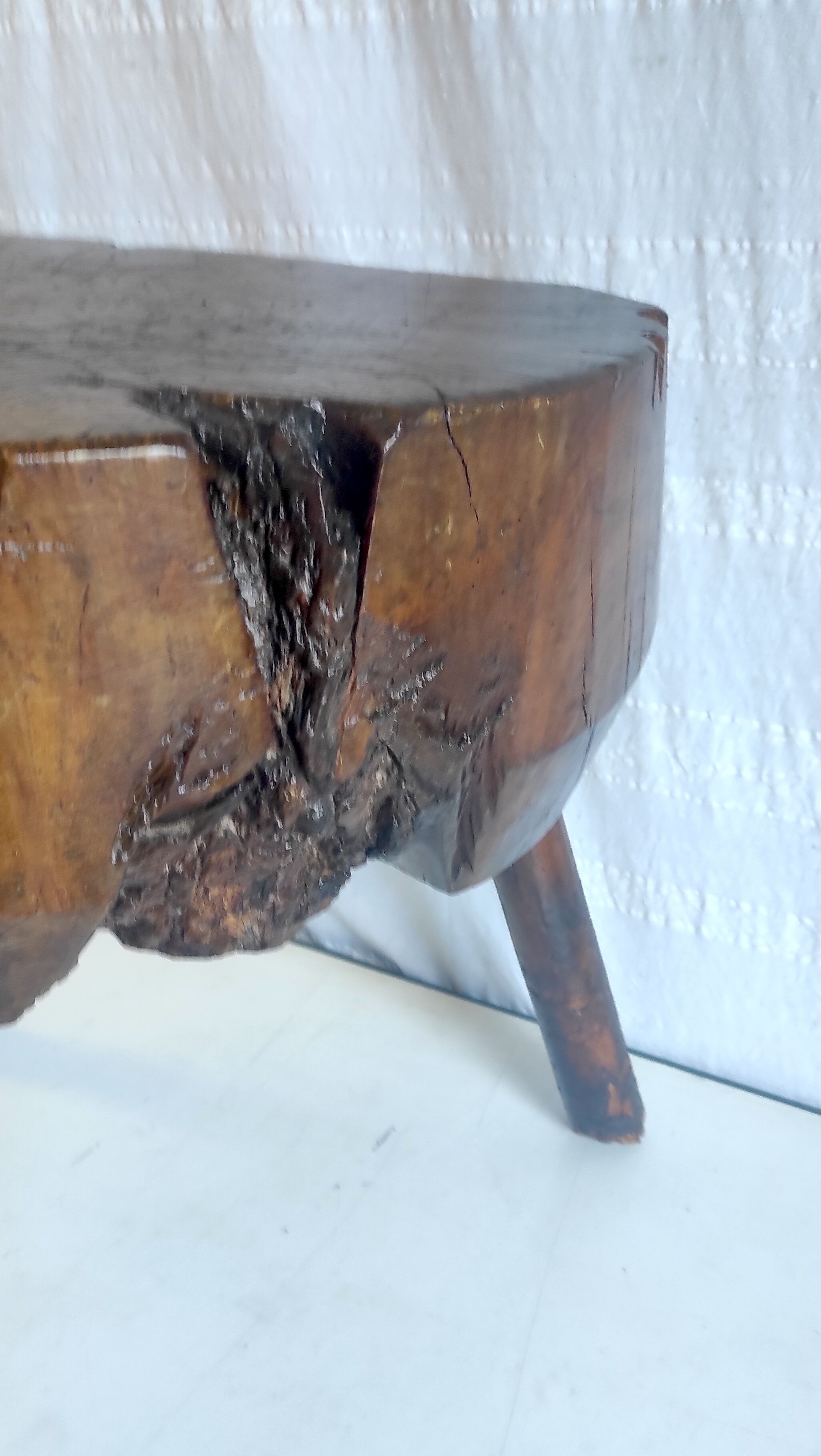 Brutalist solid oak side table – 40s/50s