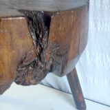Brutalist solid oak side table – 40s/50s
