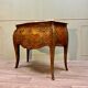 Curved sauteuse commode in stamped marquetry louis xv style xix eme century
