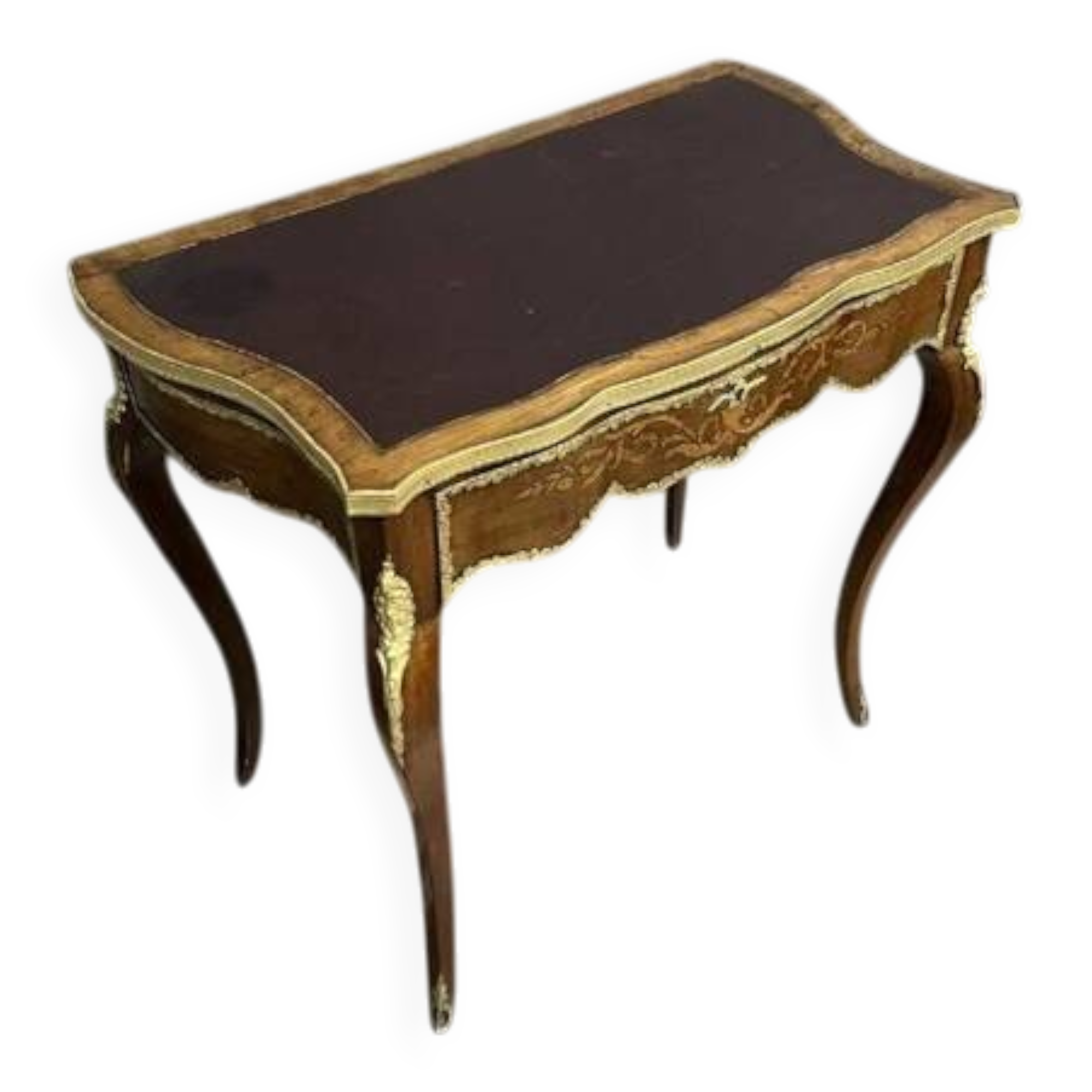 Bureau galbé style Louis XV en marqueterie