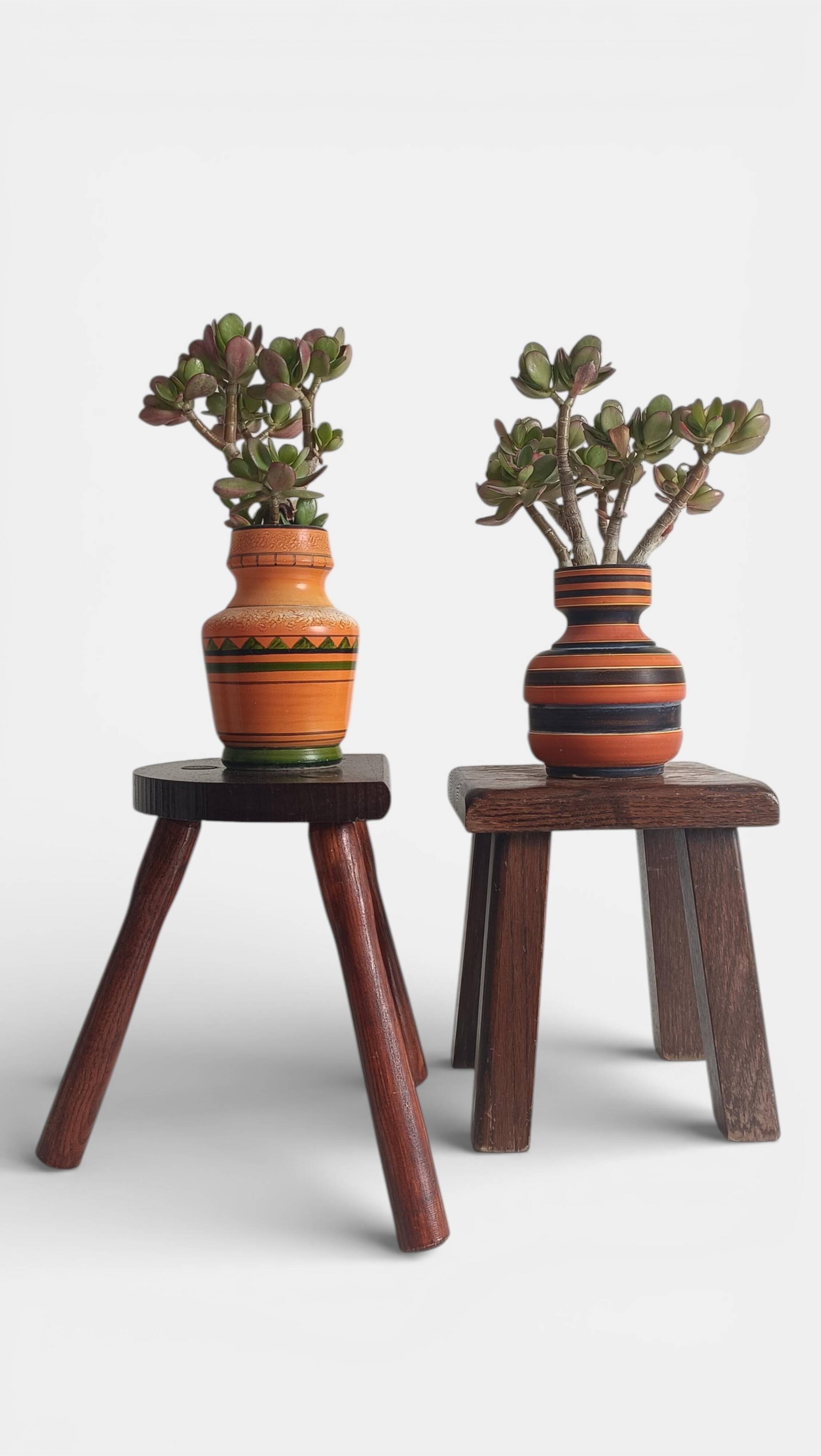 Vintage Rustic French Oak Stool in Pierre Chapo Style, Early 20th-C