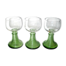 Set of three glasses of white wine from Alsace in glass - green foot blown filigrané BISTROT 0.2L