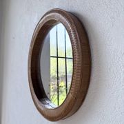 Woven wicker round mirror 1960