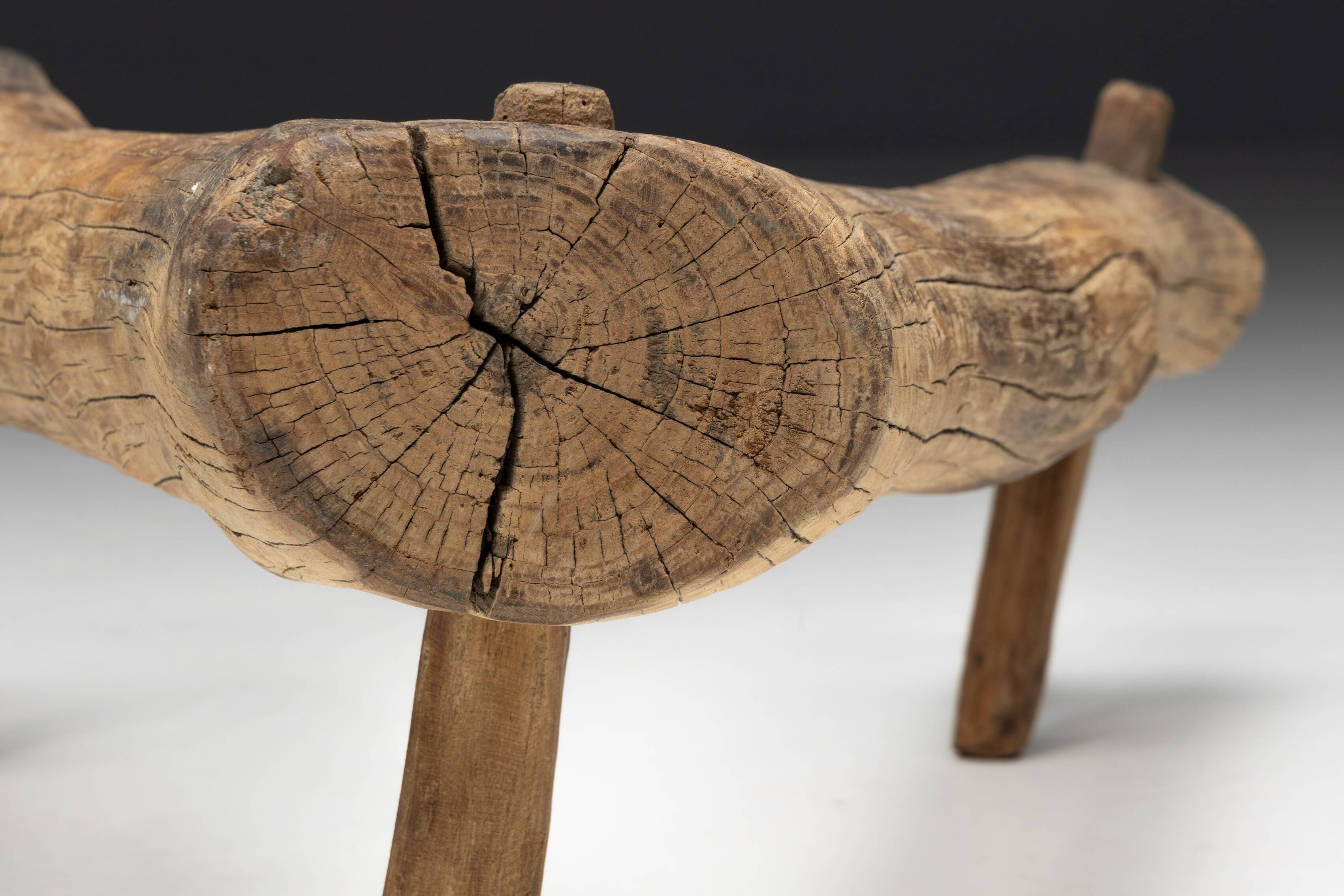 Wabi Sabi Primitive Tripod Stool, France, 18th Century