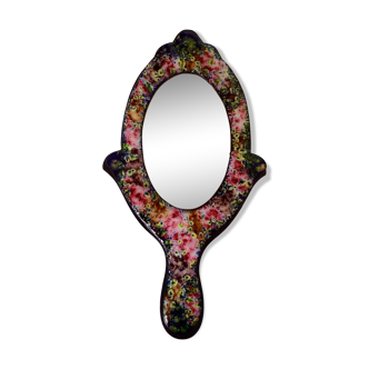 Enamelled metal hand-facing mirror