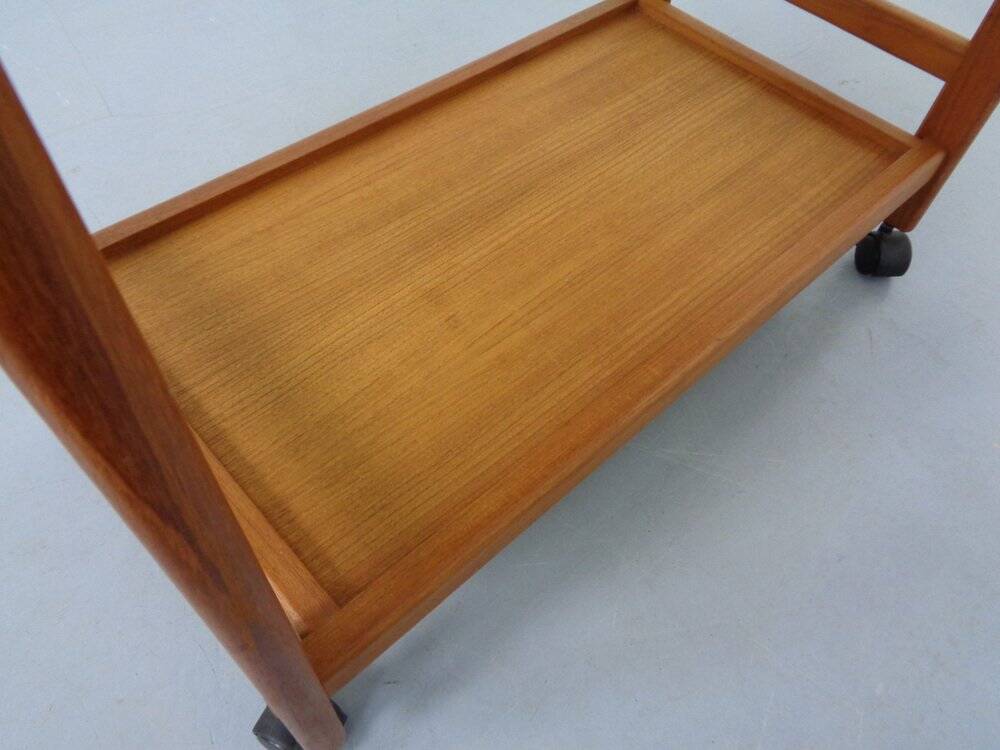 Danish Teak Bar Cart with Removable Tray, 1960s