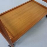 Danish Teak Bar Cart with Removable Tray, 1960s