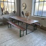 Guinguette table and its 2 benches