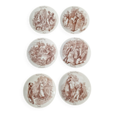 Set of 6 sarreguemines u&c earthenware plates sign of the times
