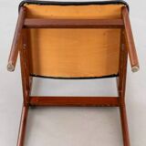 Pair of Scandinavian teak and black leatherette chairs – Denmark 1960