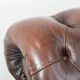 Dark brown cow leather vintage 2-seater Chesterfield sofa in English style