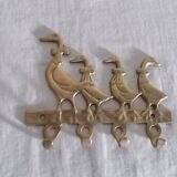 Tea towel holder or wall-mounted key holder in brass ducks