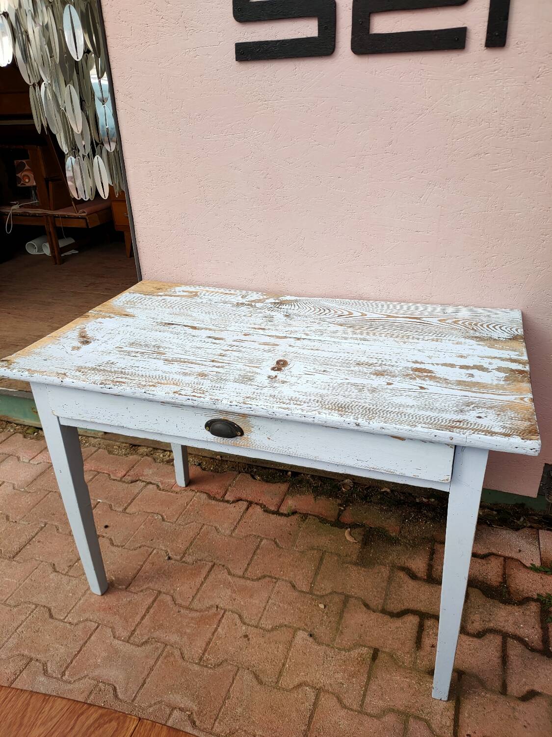 Pastel blue farm table