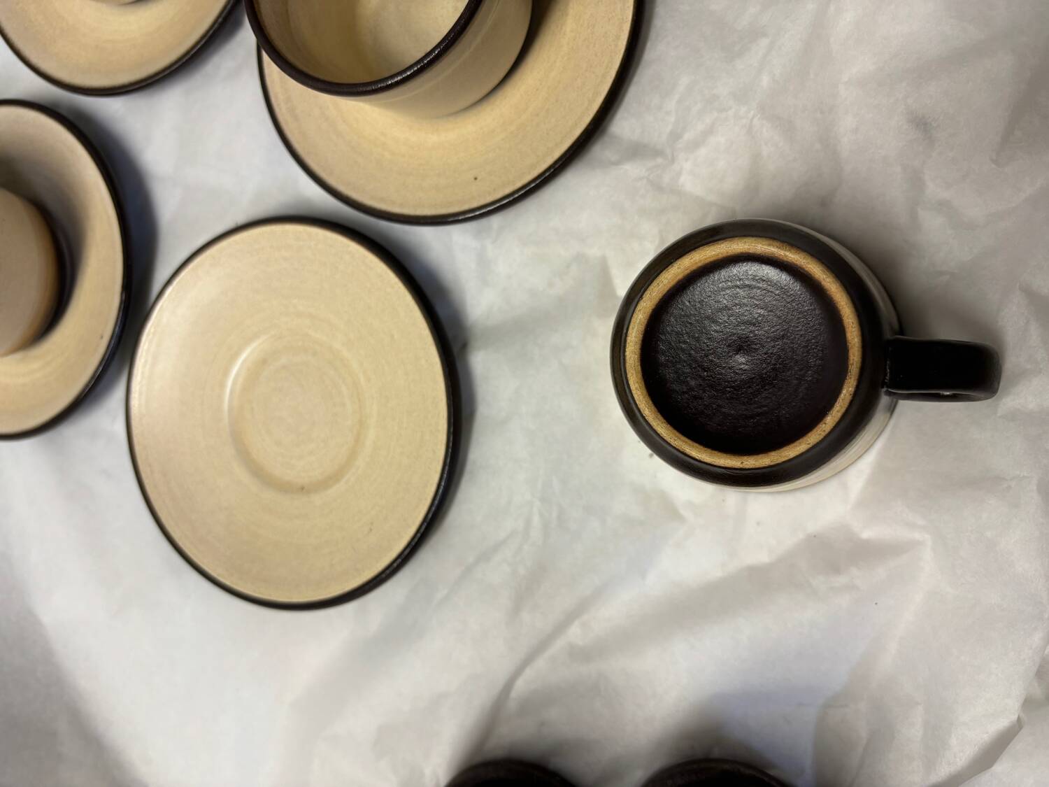 Set of 6 vintage stoneware mugs