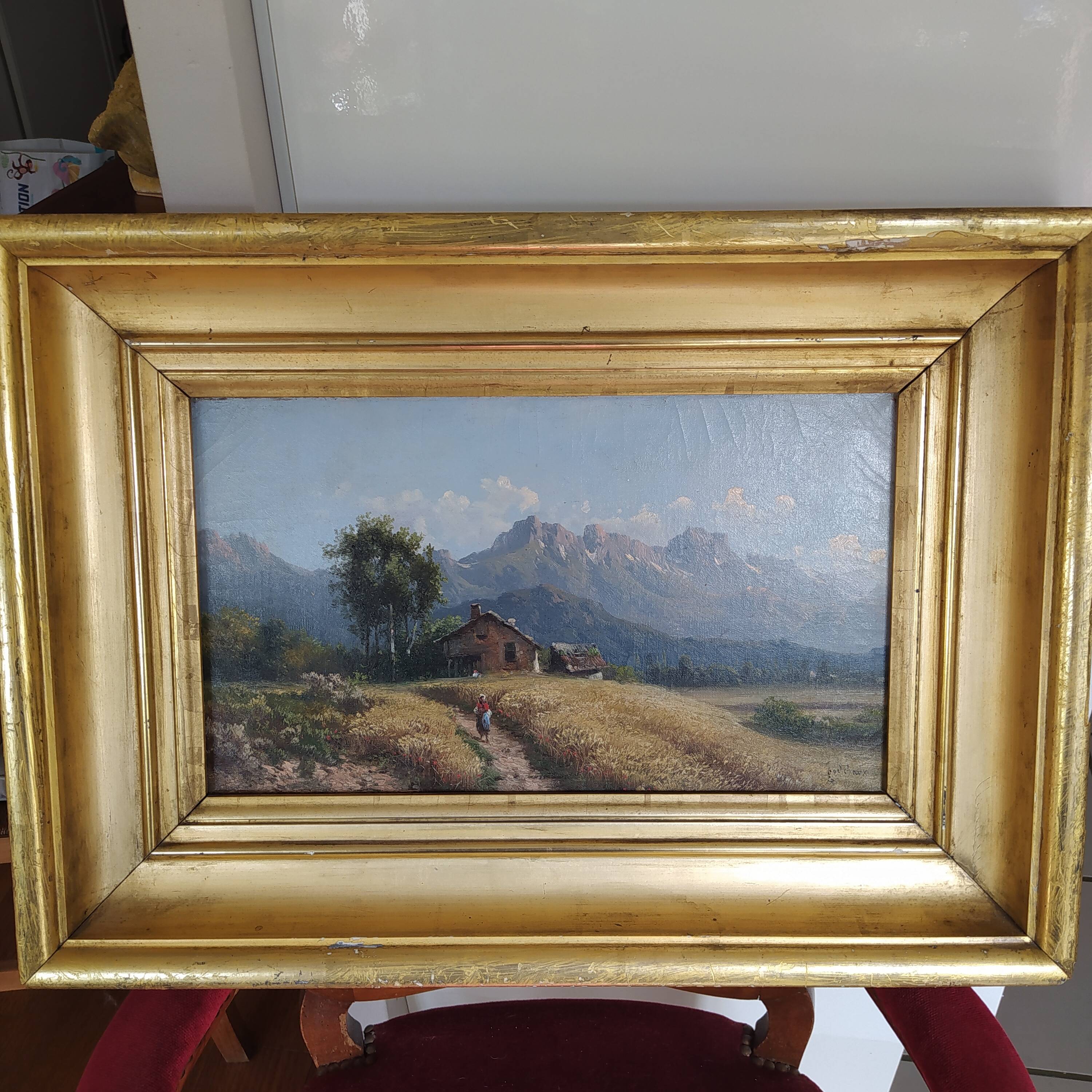 Oil on canvas signed Emile Gochaux Pyrenees, circa 1900