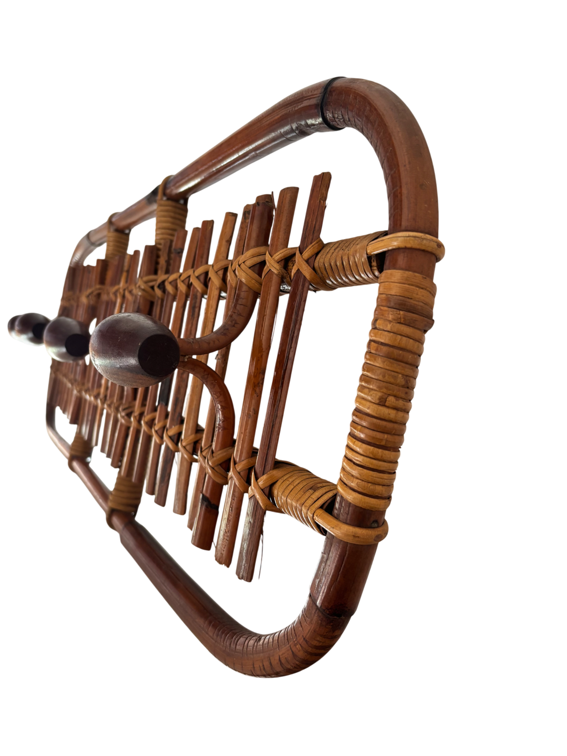 Bamboo and rattan coat rack Olaf von Bohr