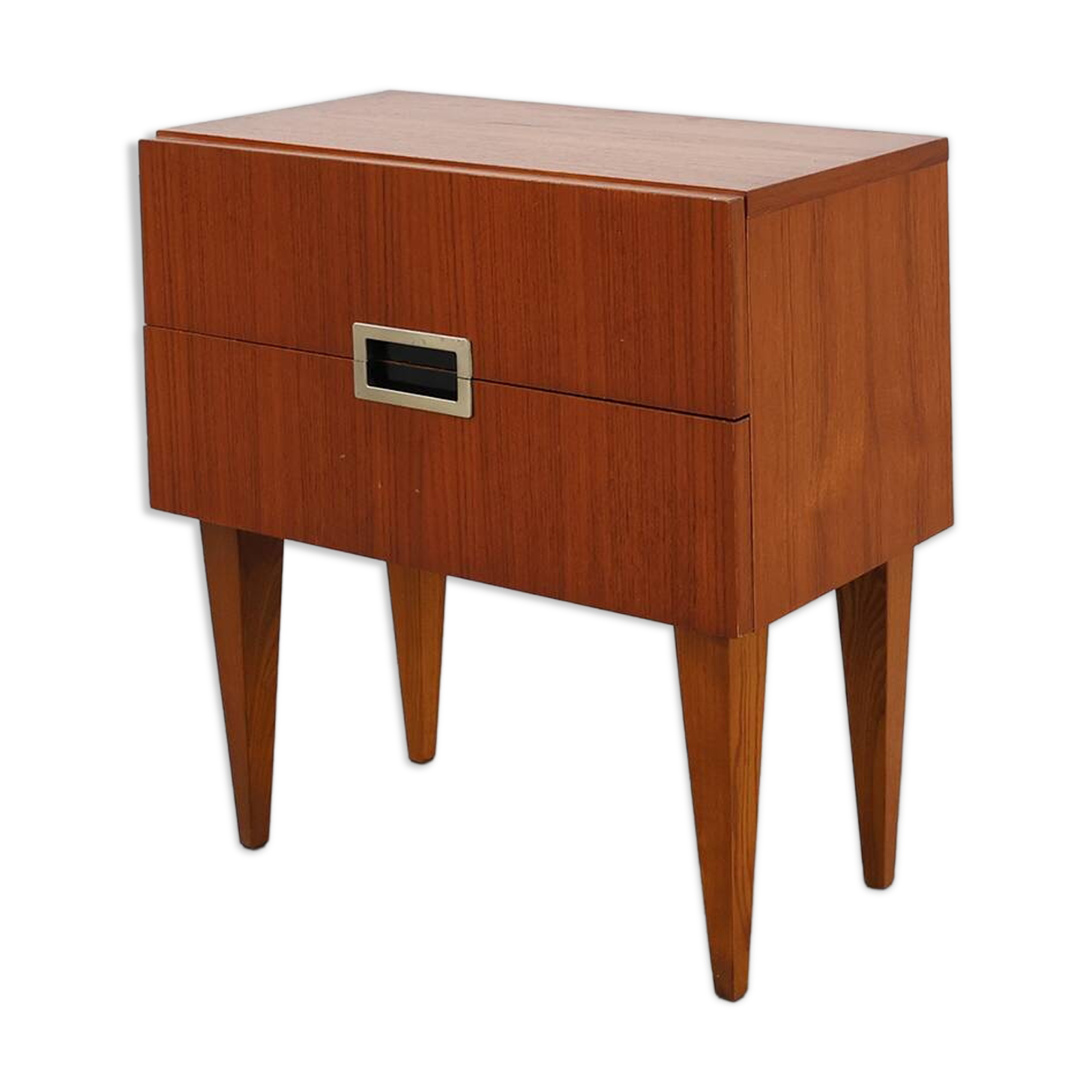 Vintage Nightstand in teak veneer with 2 drawers, Belgium 1950s