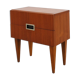 Table de chevet vintage en placage de teck avec 2 tiroirs, Belgique années 1950