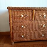 Vintage rattan chest of drawers 1970