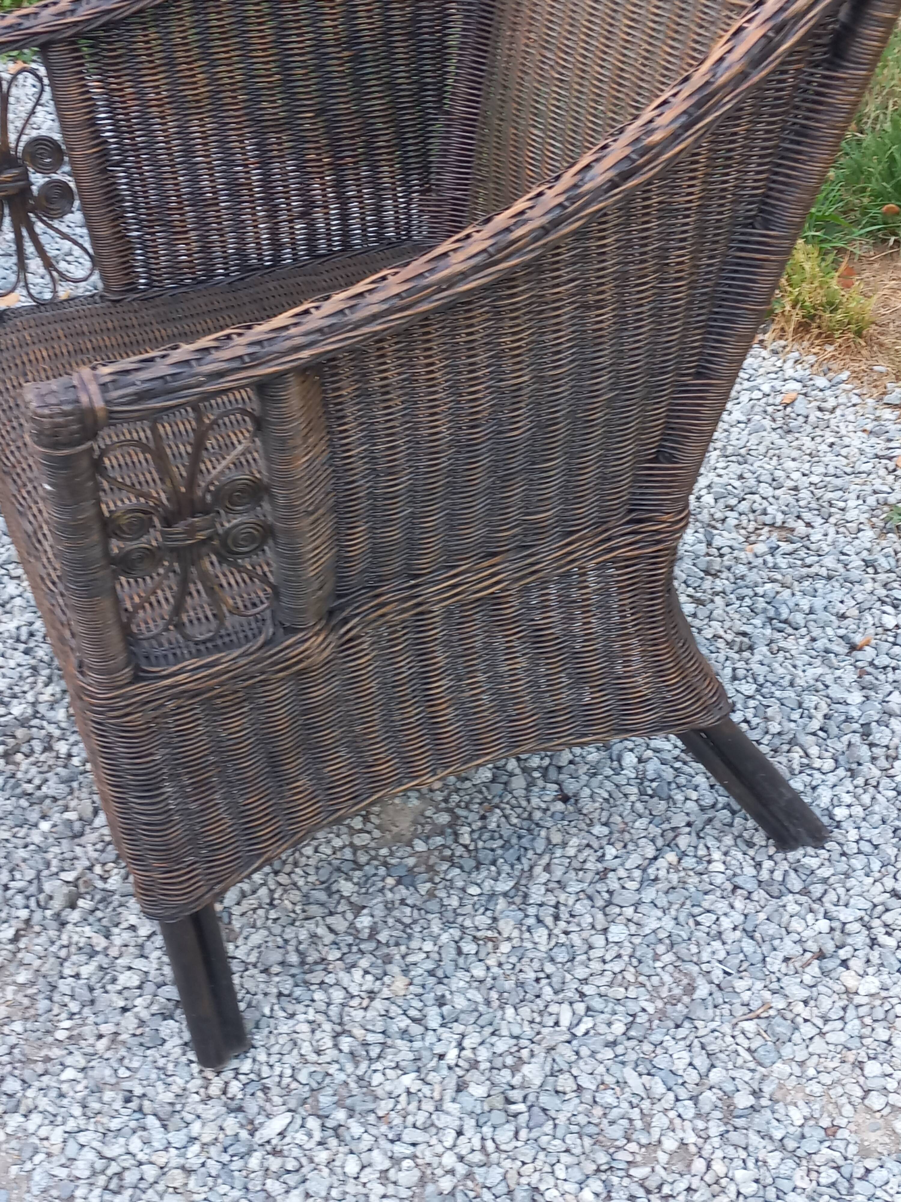 Set de 3 fauteuils en rotin des années 70