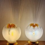 Mazzega globe lamp duo from Murano