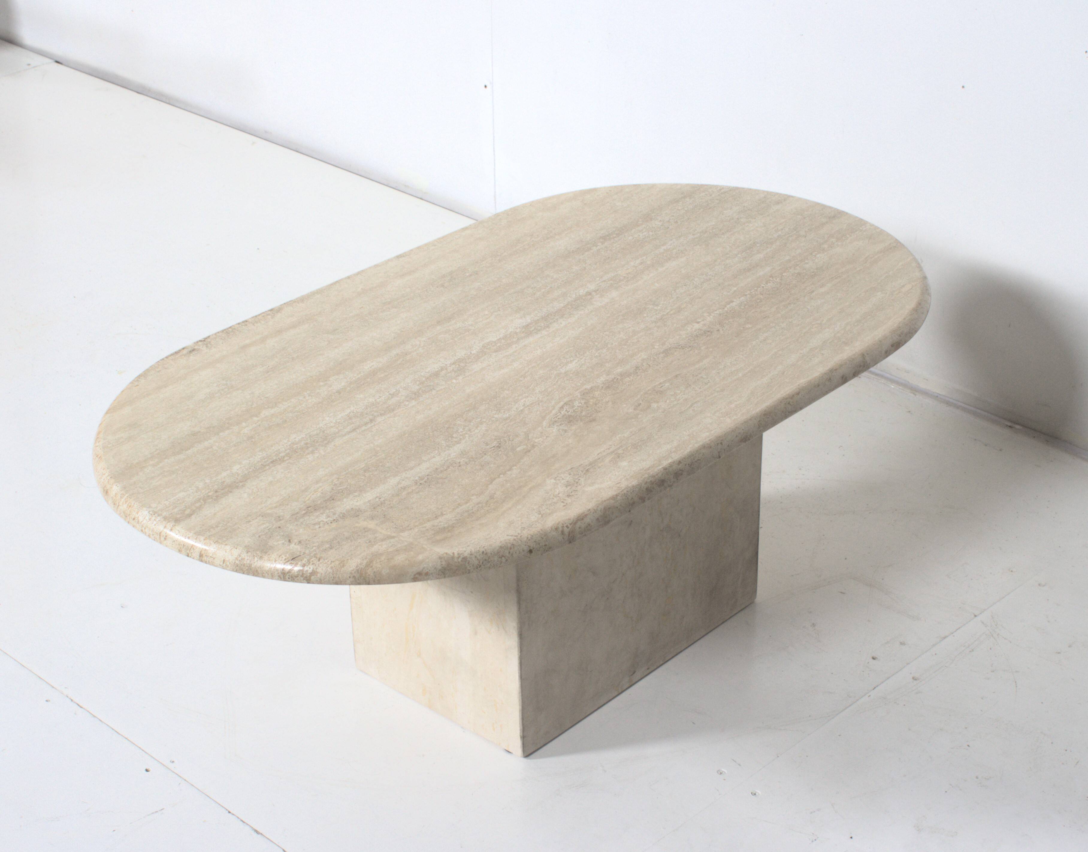 Medium Oval Travertine Coffee Table