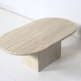 Table basse ovale en travertin taille moyenne