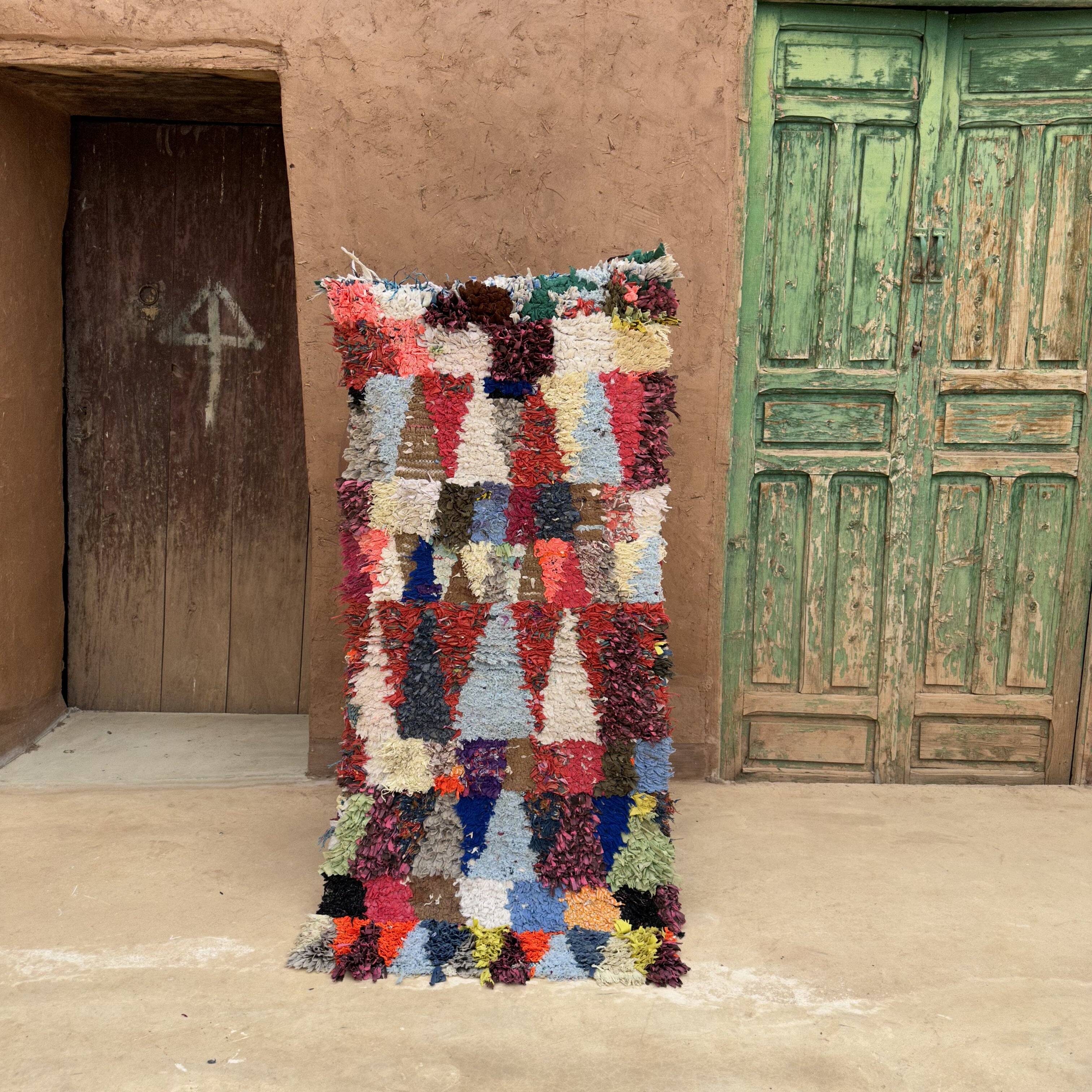 Colorful Boucherouite Moroccan rug - 64 x 137 cm