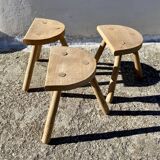Set of 3 mountain-style half-moon tripod stools
