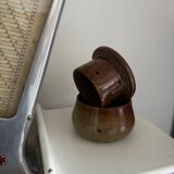 Glazed pottery water butter dish