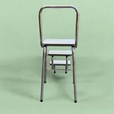 Vintage stepladder in Formica, wood and chromed metal