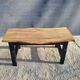 Bicolour coffee table in solid oak with 19th-century legs • Unique piece "Raw"