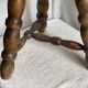 Tabouret tripode à entretoise bois tourné vintage 1950-60