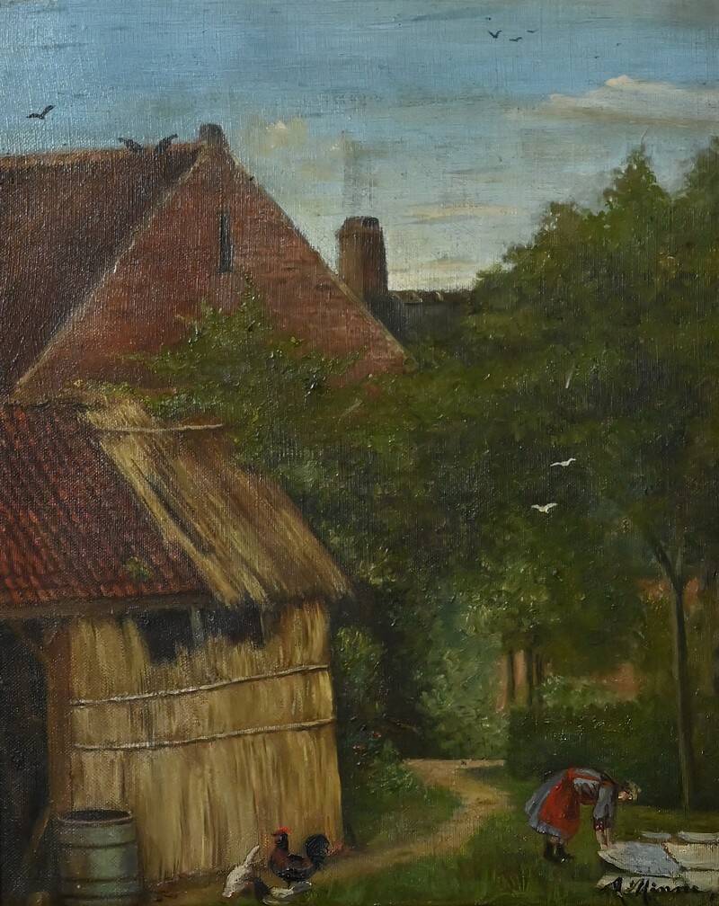 Pair of “Country Scenes” Paintings, signed A. Minne – Late 19th century