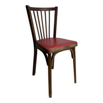 Chaise bistrot baumann bois et skaï rouge