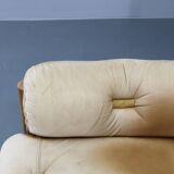 1960s Oak Scandinavian 3-Seater Sofa in Fine Leather Upholstery