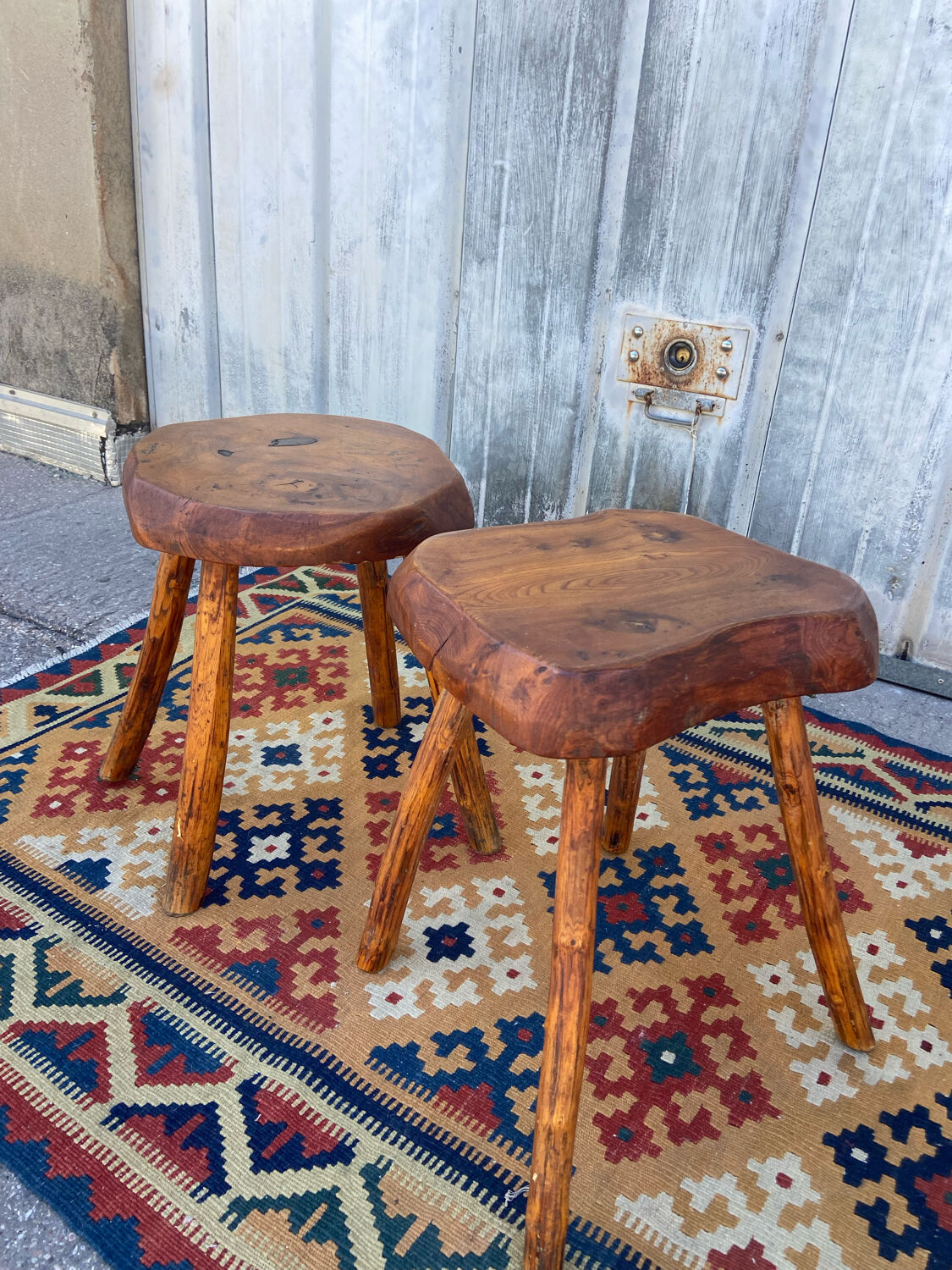 Pair of brutalist stools