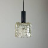 Vintage Mid Century Ice Glass Pendant Light 1970s