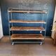 Steel and wooden shelf on wheels