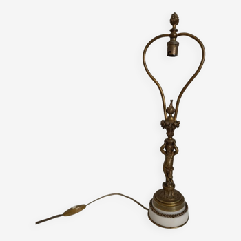 Ancien pied de lampe angelot en bronze