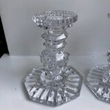 Pair of molded glass candle holders 50-60s
