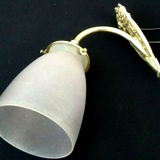 1930s Art Deco Wall Lamp Bronze / Brass Roses with Owl Decor