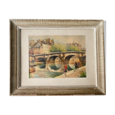 Engraving painting of the Pont Neuf in Paris, 50s