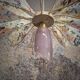 Suspension, lustre, pale fleurs, rotin et globe vintage