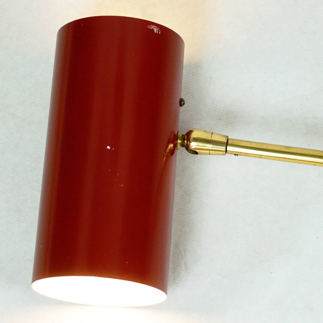 Cylindrical wall lights in Austrian red brass from the mid-century by J.T. Kalmar.
