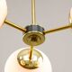 Mid-Century Modern Italian Chandelier in Brass and Opaline Glass, 1960s