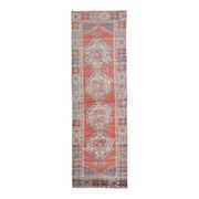 Vintage Turkish Oushak Handmade Wool Cotton Red Runner 85x277