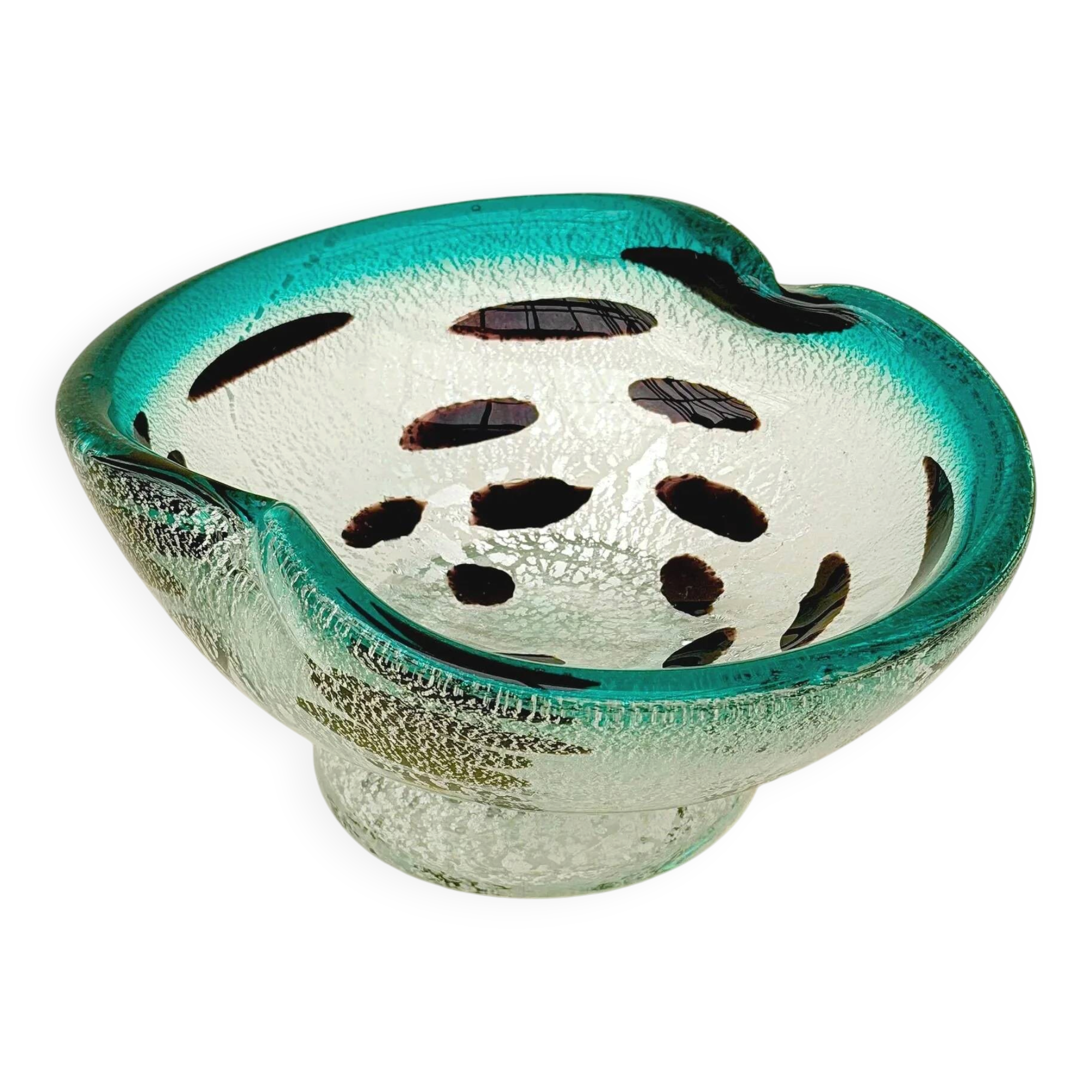 Murano glass catchall with silver inlays, Italy 1960.
