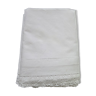 Drap ancien en coton blanc, jours et dentelle en bordure   2.05 x 2.75 m