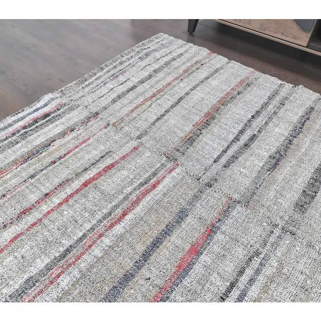 Turkish Vintage Handmade Wool Kilim Rug 176x255
